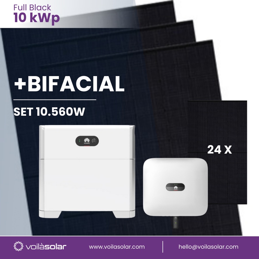 Solaranlage ohne Halterung 10 kWp bifazial mit Speicher 