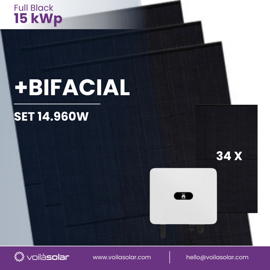 Solar System without bracket 15 kWp bifacial