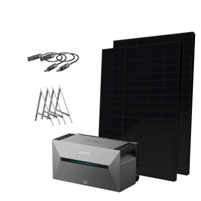 Plug & play solar system 880Wp with battery storage set from Anker SOLIX Solarbank 2 Pro with 1.6 kWh balcony